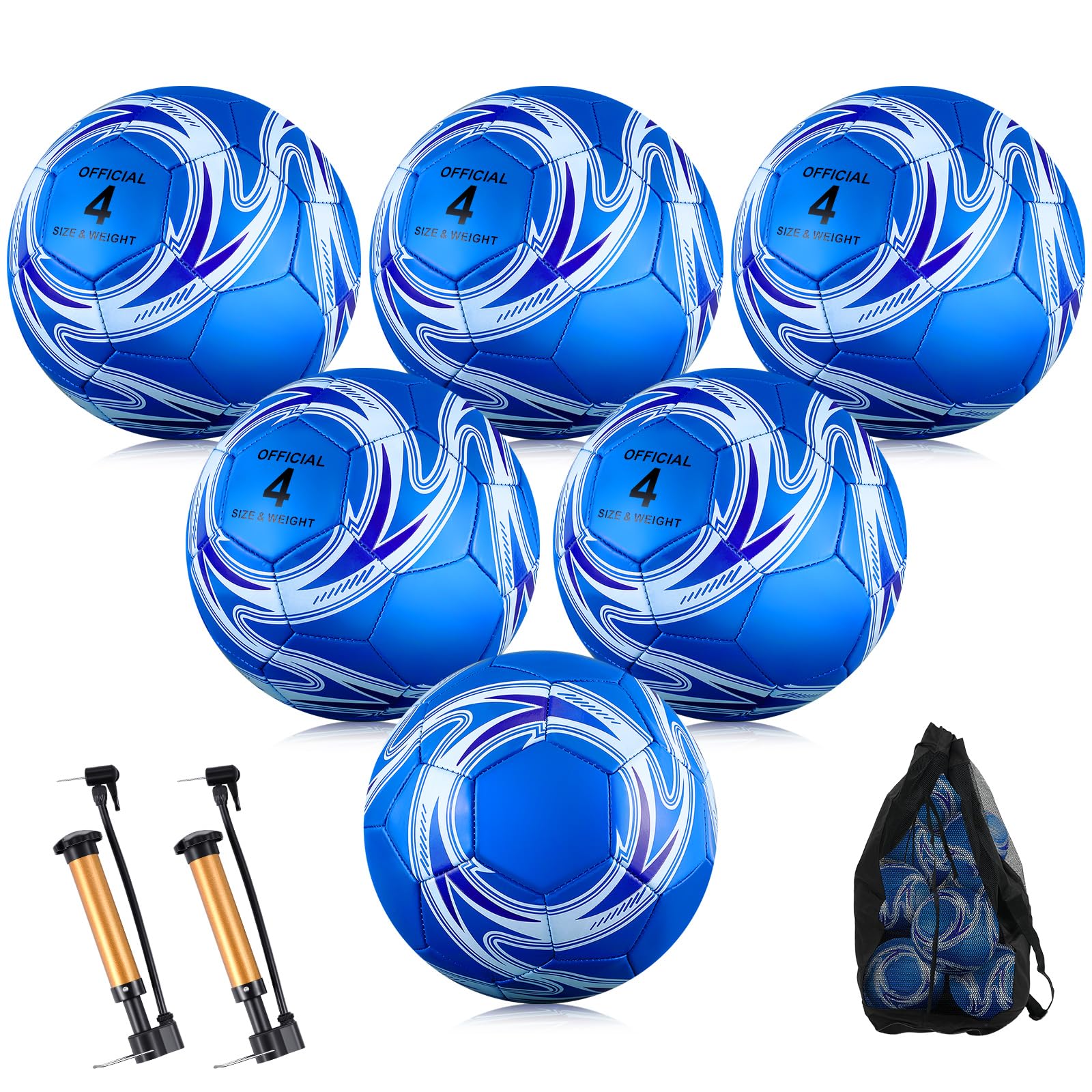 Realspring front view of six size 4 balls and carry bag showing complete set benefits
