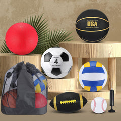 Realspring kids using basketball and soccer ball, encourages active group play