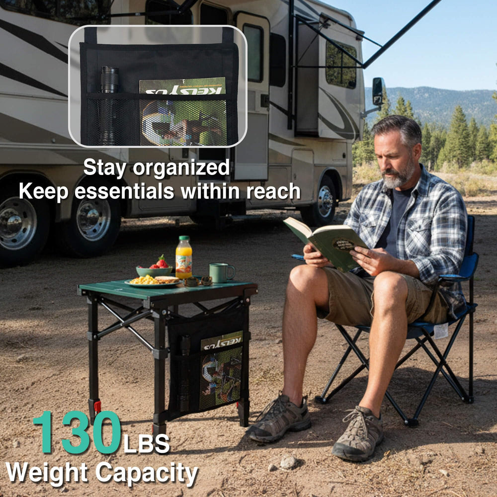 RED CREAT anti-slip foot pad shown securing table on rocky ground for stability