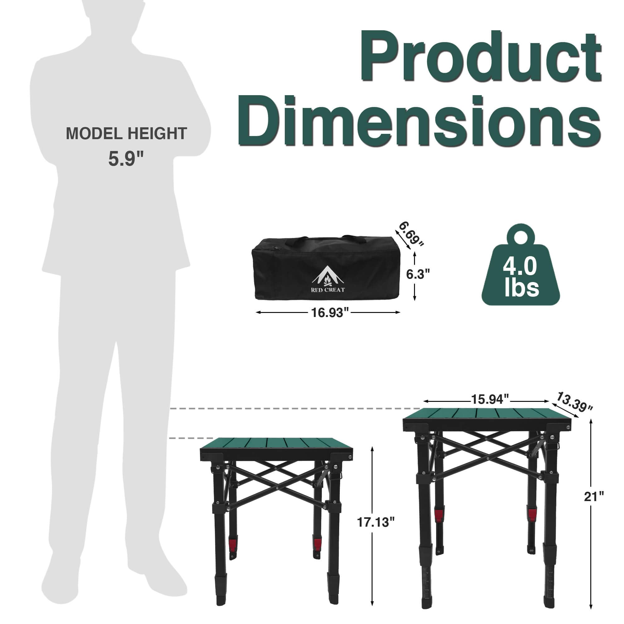 RED CREAT slim folded profile in hand illustrating ultralight 4 lb portability