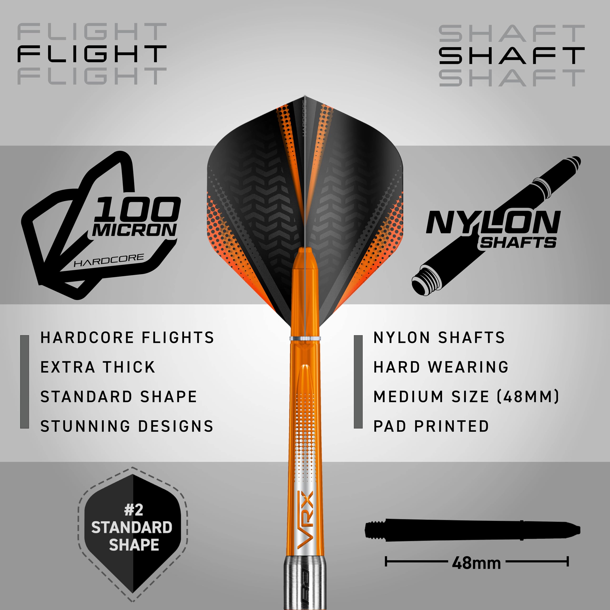 RED DRAGON Amberjack 5 flight and shaft detail showing durable extra-thick flights