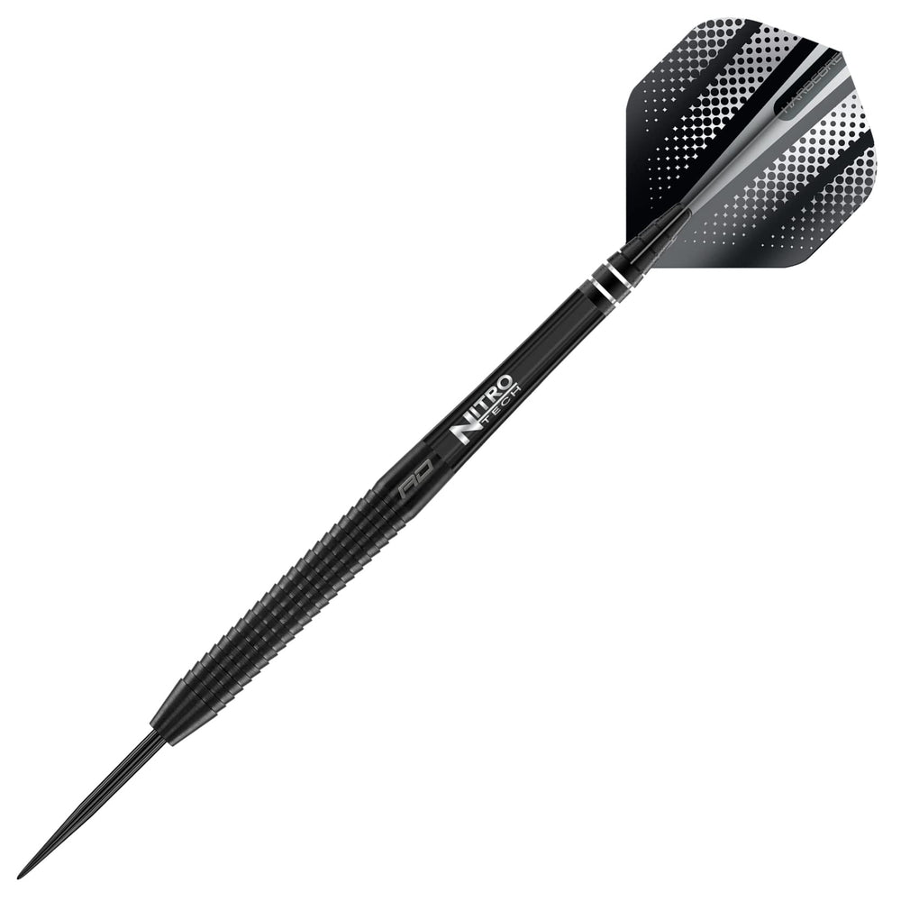 RED DRAGON assembled darts on black surface highlighting slim 85% tungsten profile improving grouping