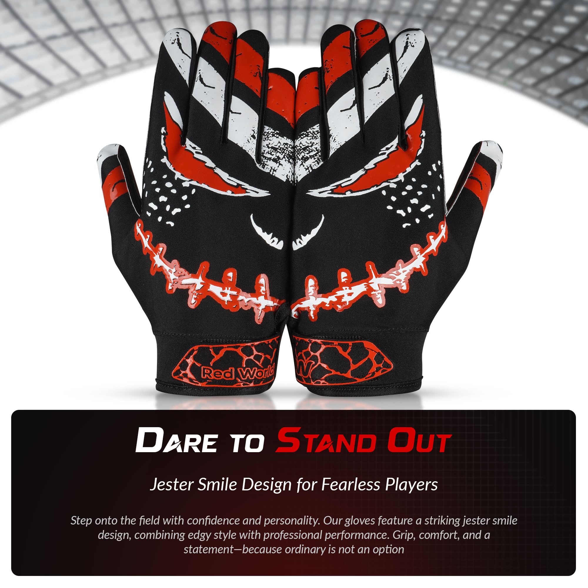 RED WORLD seam and stitching close-up showing reinforced durability benefit