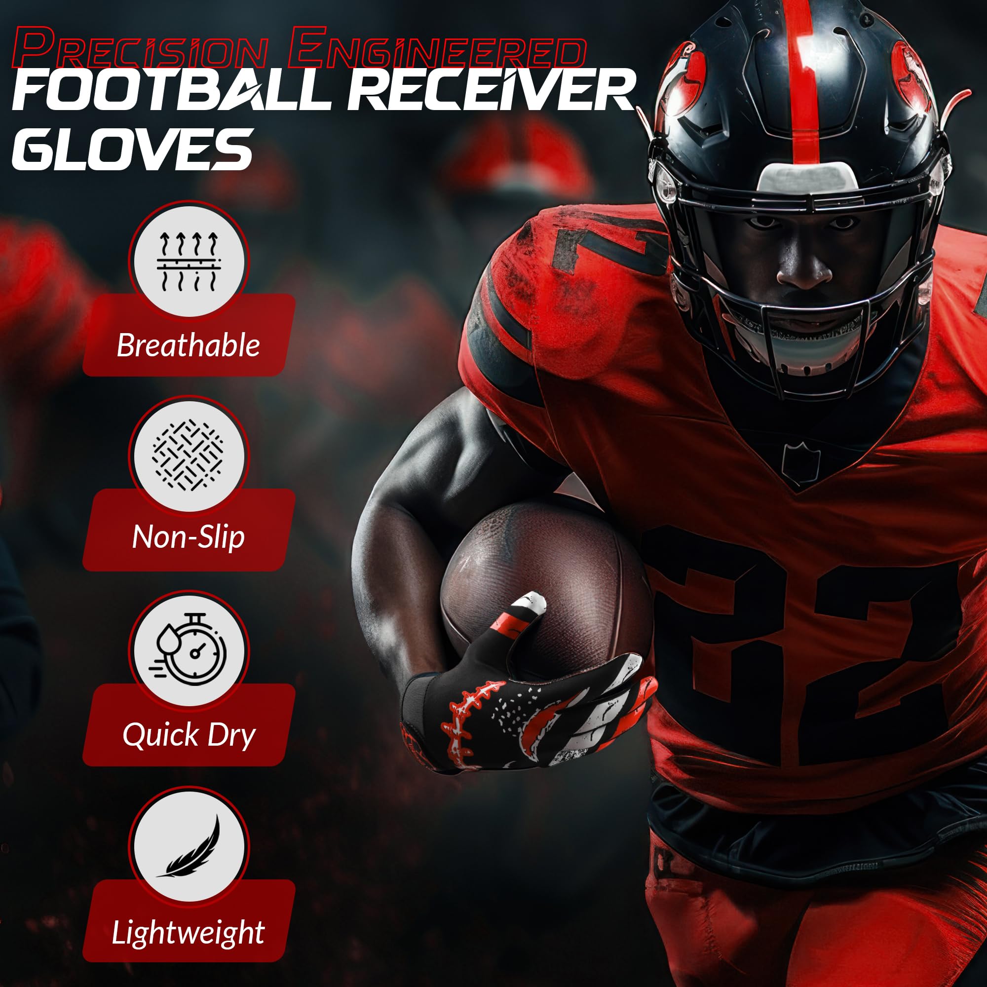 RED WORLD palm close-up showing Speed Grip silicone for improved catches