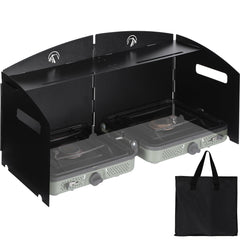 REDCAMP front view of assembled windscreen showing sturdy protection and quicker cooking