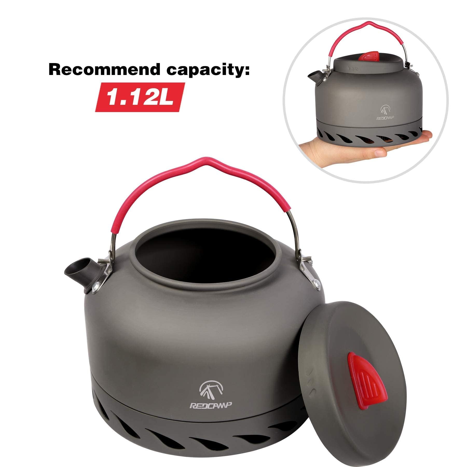 REDCAMP kettle packed in mesh bag for easy carry and lightweight storage on trail
