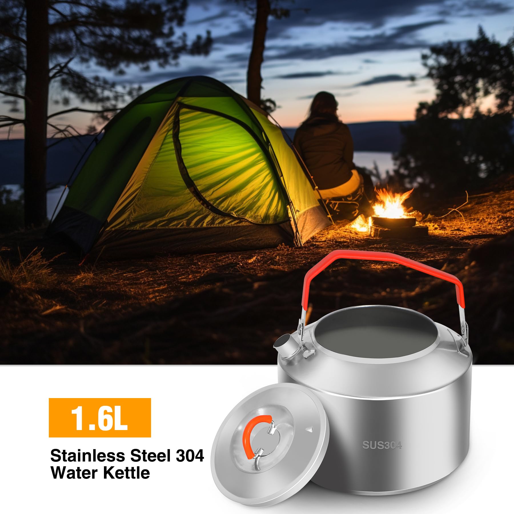 REDCAMP kettle pouring coffee at campsite for enjoyable warm drinks