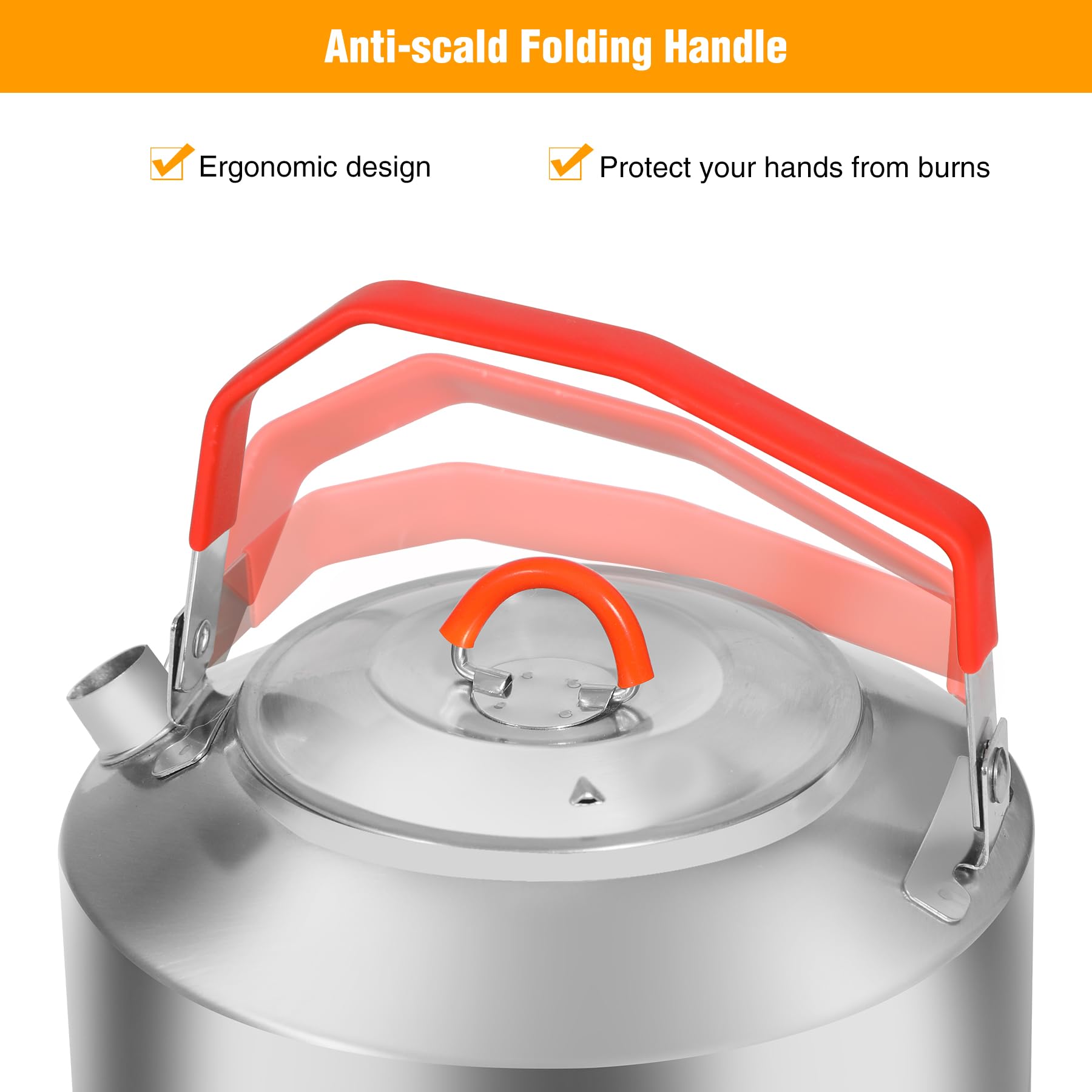 REDCAMP kettle stored in mesh bag for easy carrying and protection
