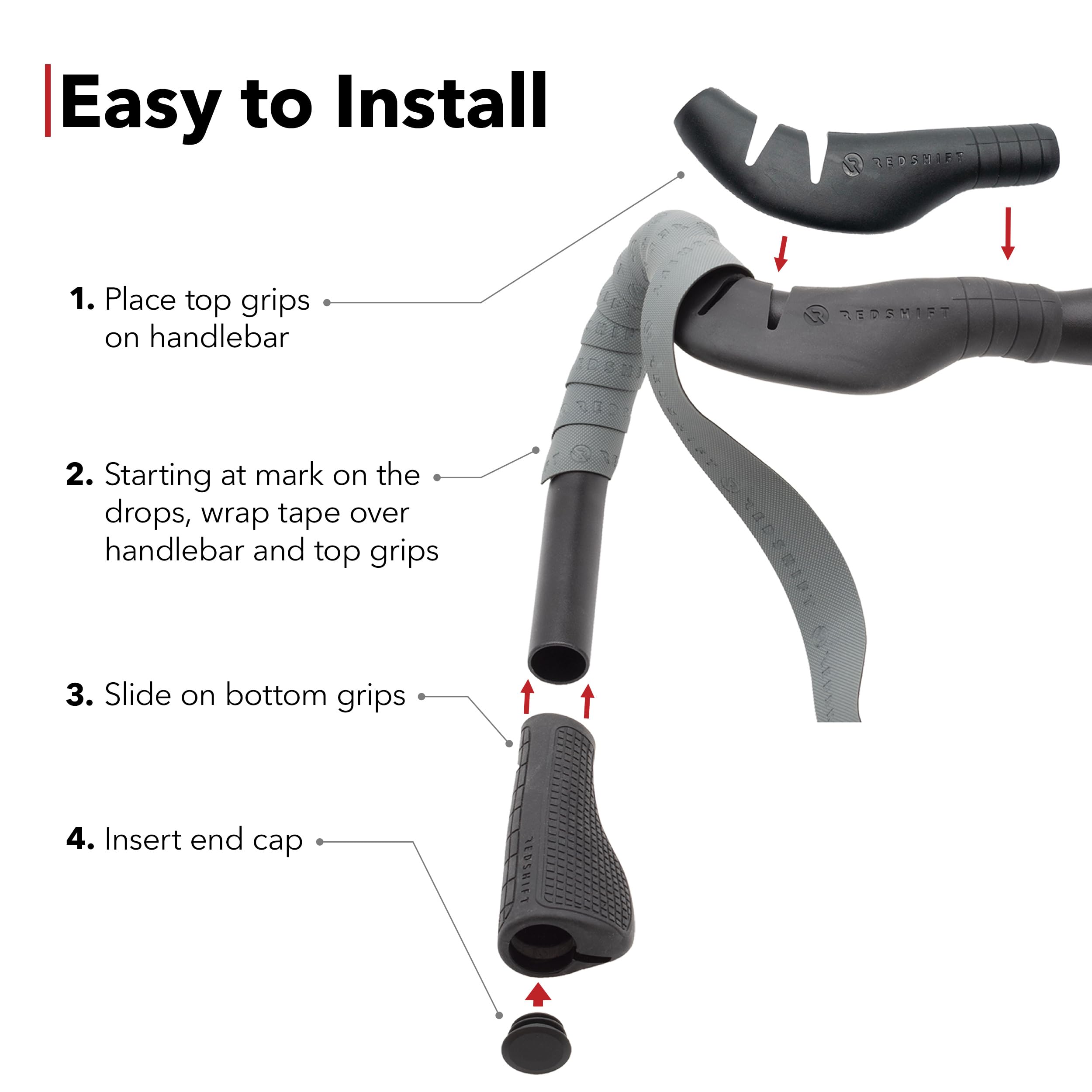 REDSHIFT grips installed on gravel handlebar offering added hand positions