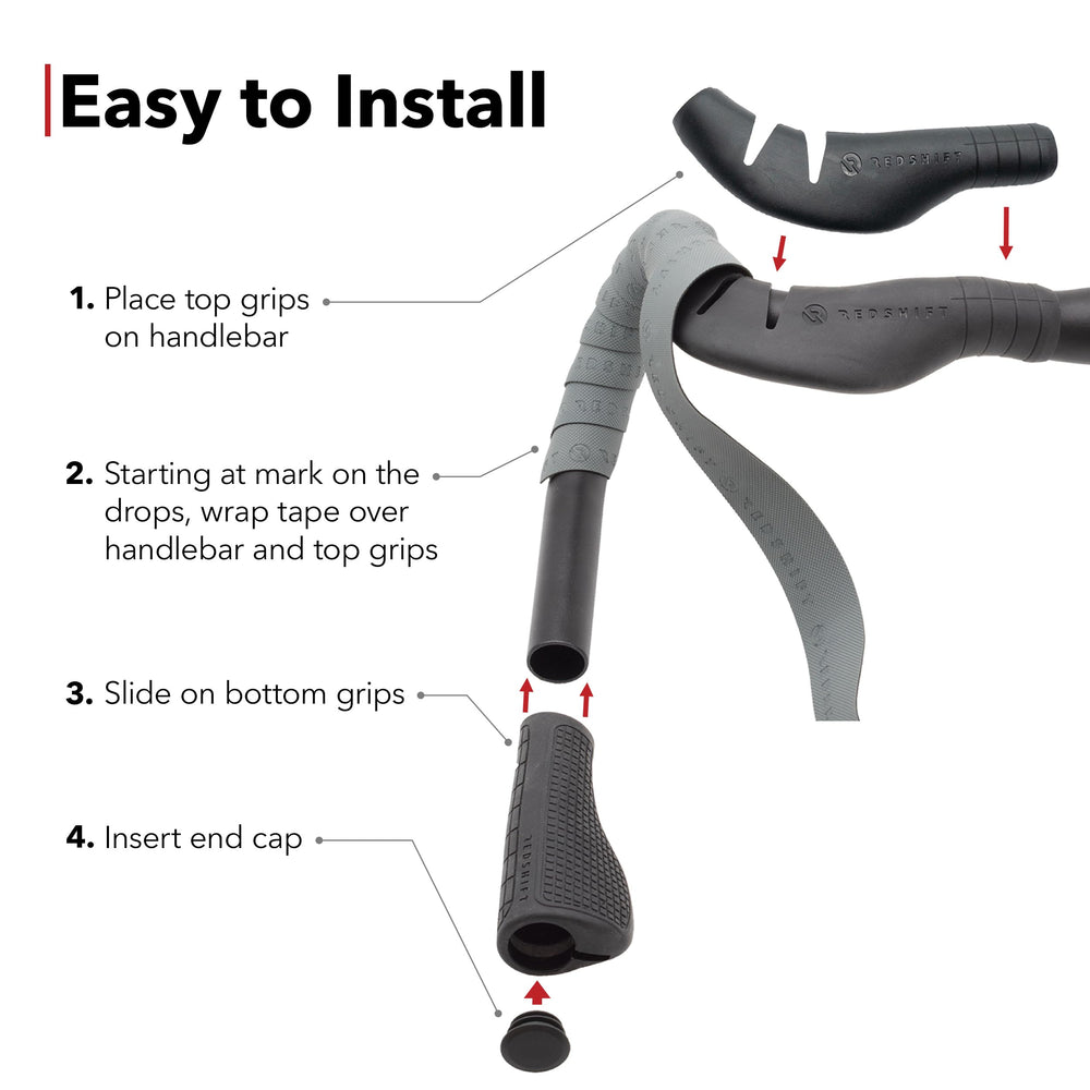 REDSHIFT grips installed on gravel handlebar offering added hand positions
