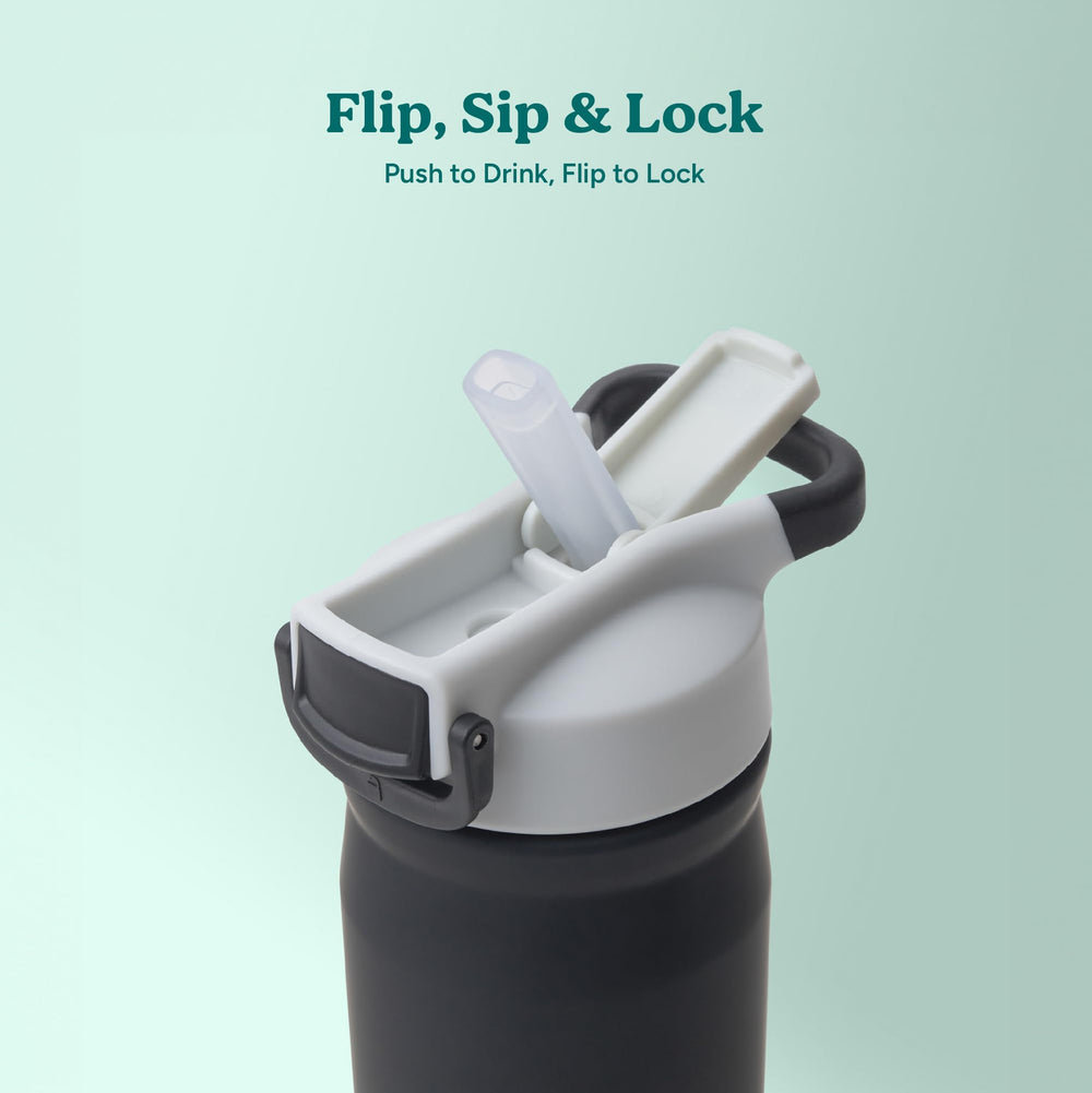 REDUCE bottle tucked in backpack side pocket showing travel convenience benefit