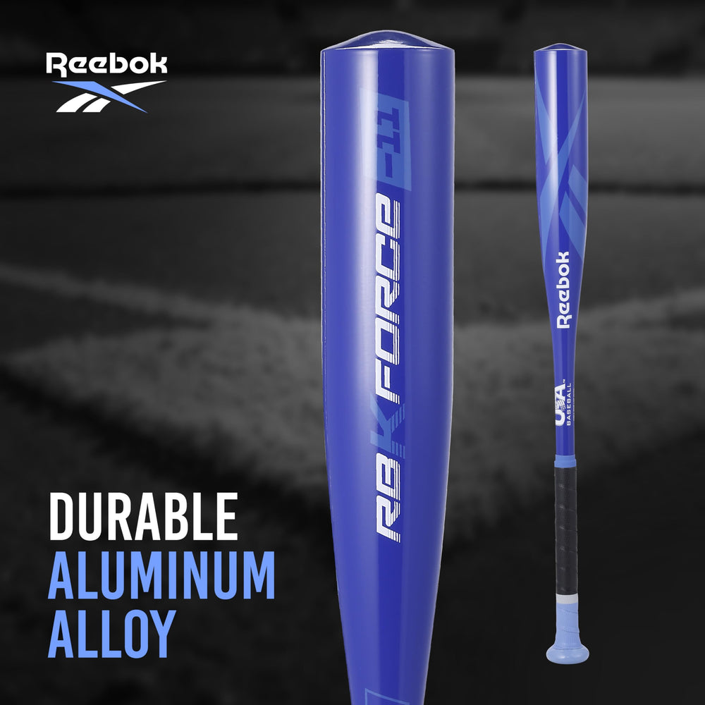 Reebok bat in use at tee-ball practice with child swinging, supports developing mechanics