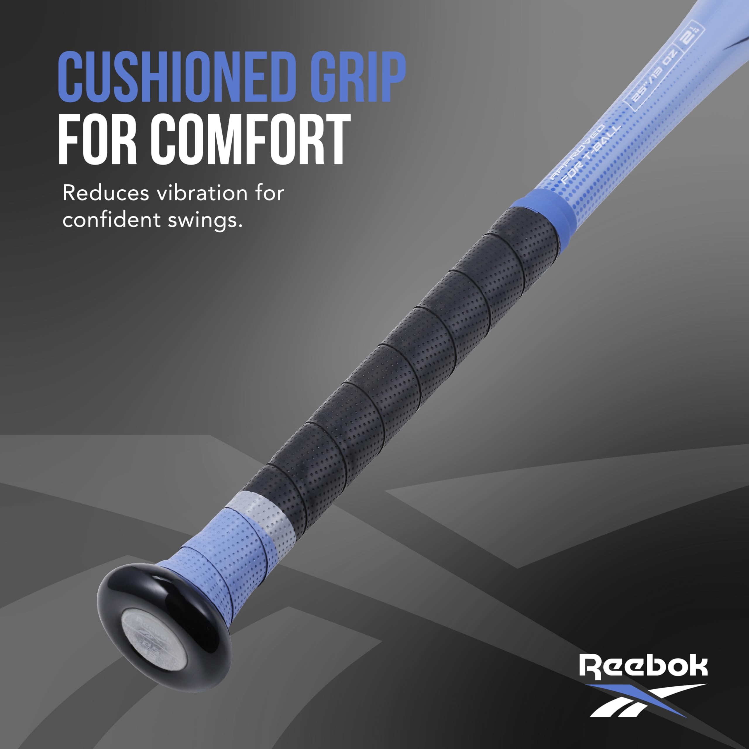 Reebok cushioned grip detail showing reduced vibration and secure hold