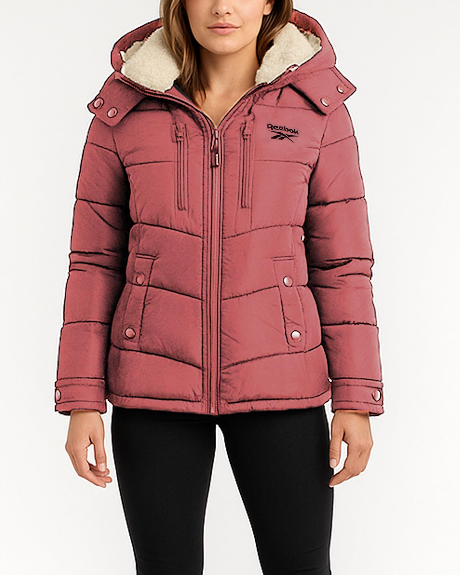 Reebok faux fur hood detail offering cozy collar protection