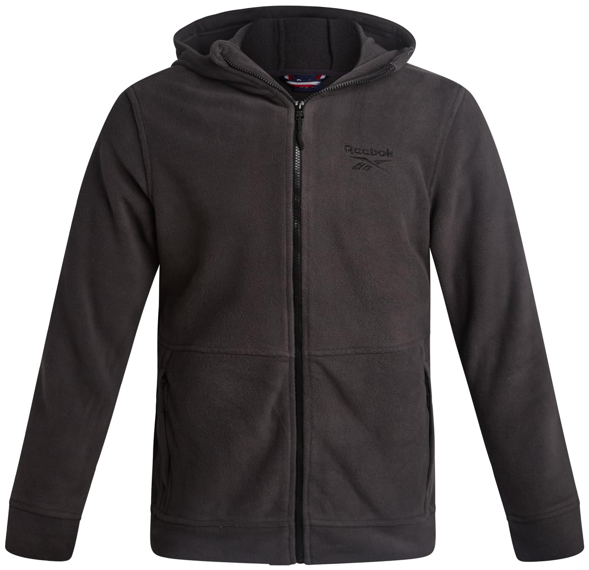 Reebok front zip hoodie showing athletic fit and easy layering benefit