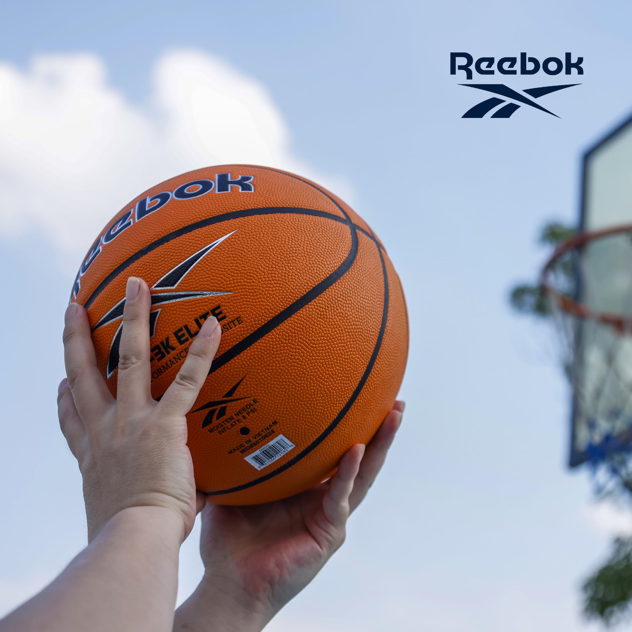 Reebok boxed packaging with pump and needle emphasizing ready-to-inflate convenience