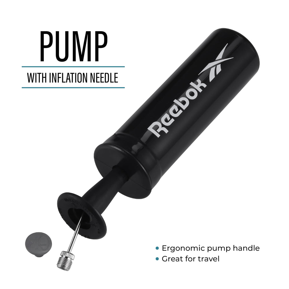 Reebok pump and needle included for quick inflation and immediate use