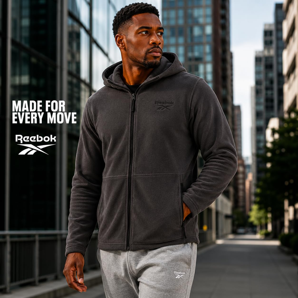 Reebok zippered pocket detail securing essentials during activity benefit