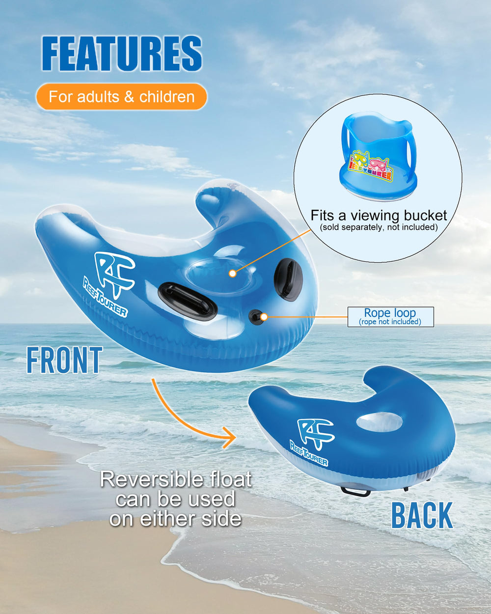 REEF TOURER close-up of large molded handle for secure grip and control