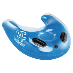 REEF TOURER front view of inflated blue float showing shape and stability