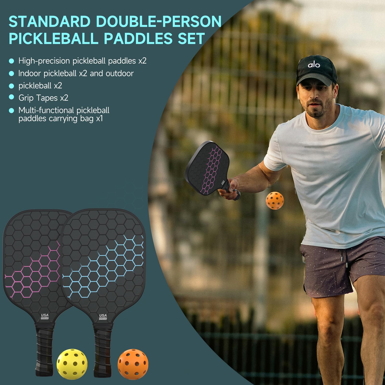 REMANT four outdoor pickleballs grouped, durable and ready for play