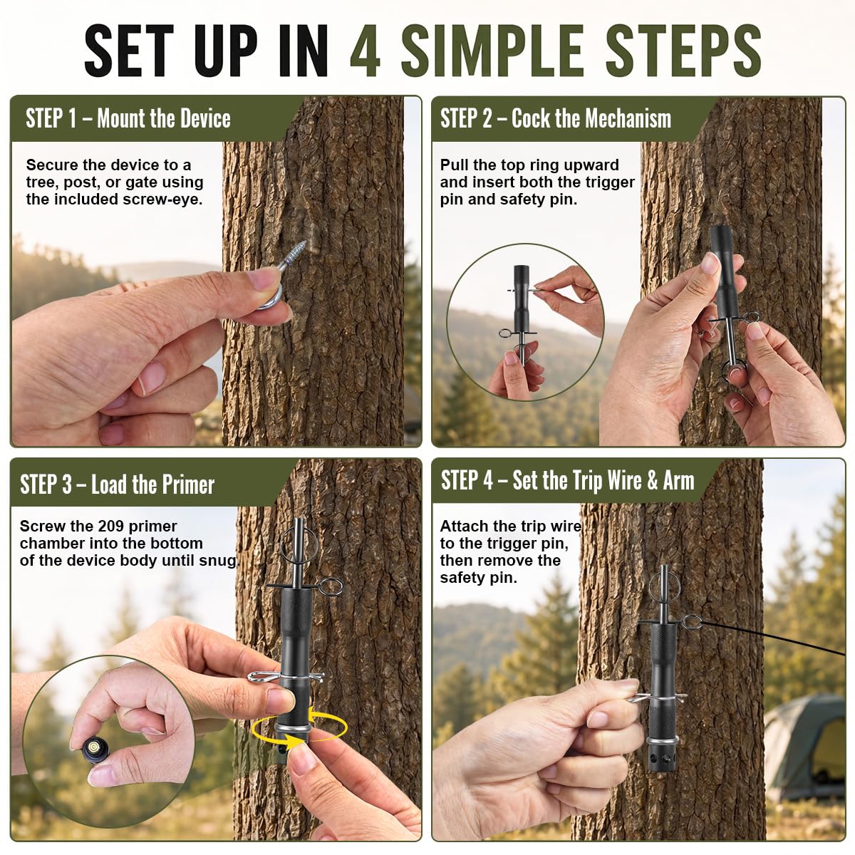 RE MFLY trip wire set across campsite entrance demonstrating early-warning benefit