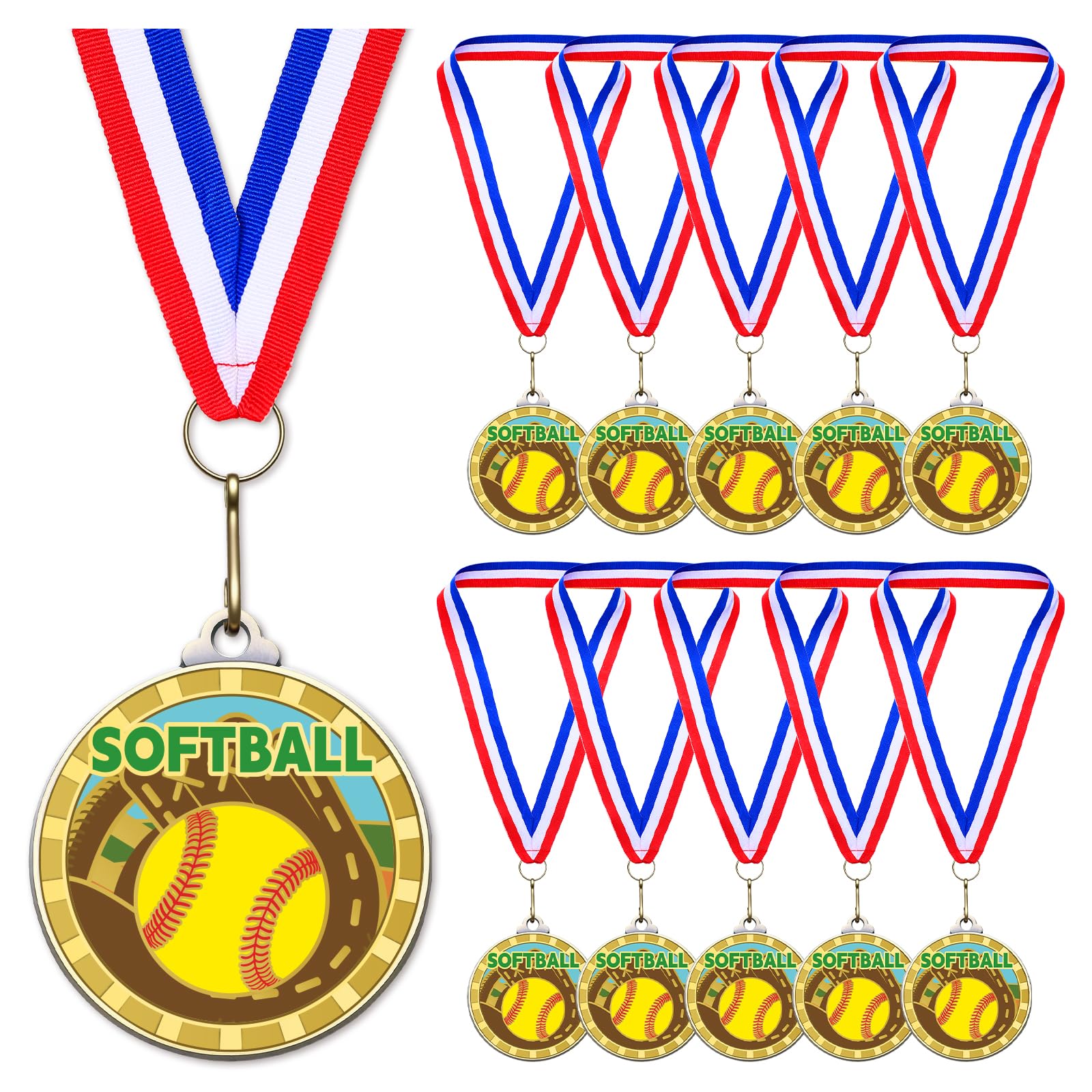 Remuuly front view of softball medal showing vibrant design and instant recognition
