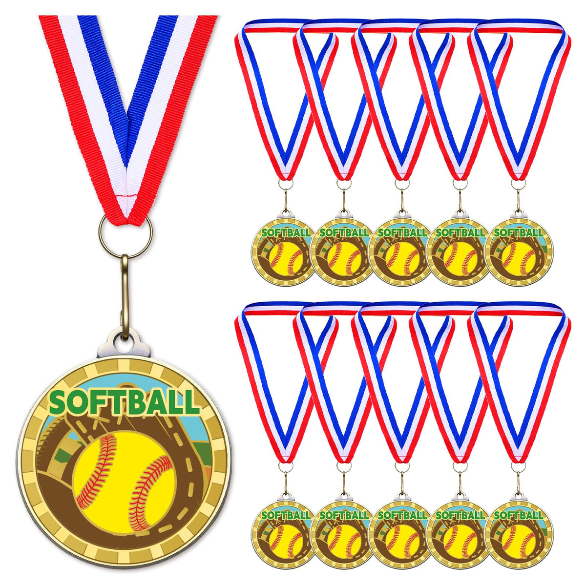 Remuuly front view of softball medal showing vibrant design and instant recognition