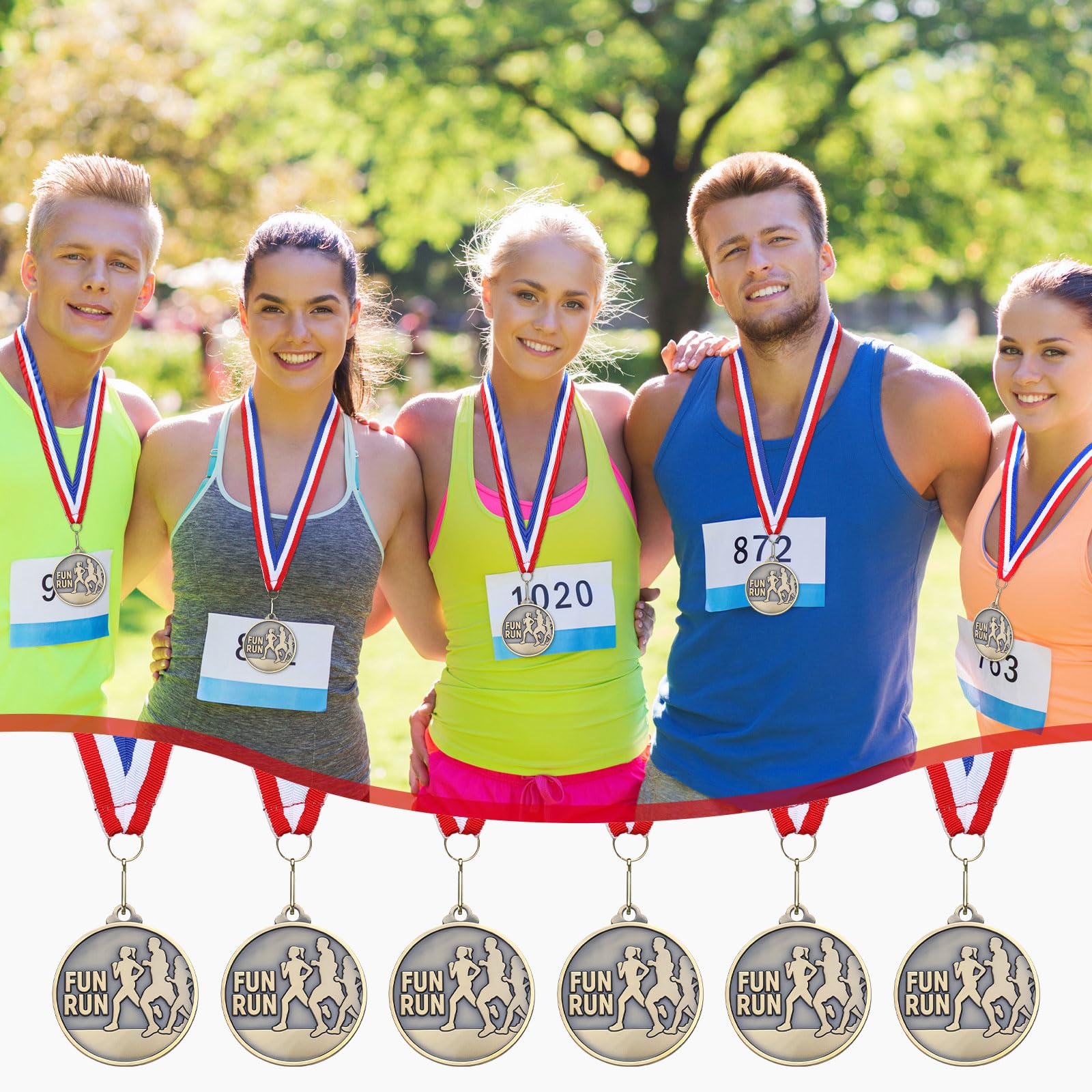 Remuuly group display of thirty medals demonstrating event-ready quantity