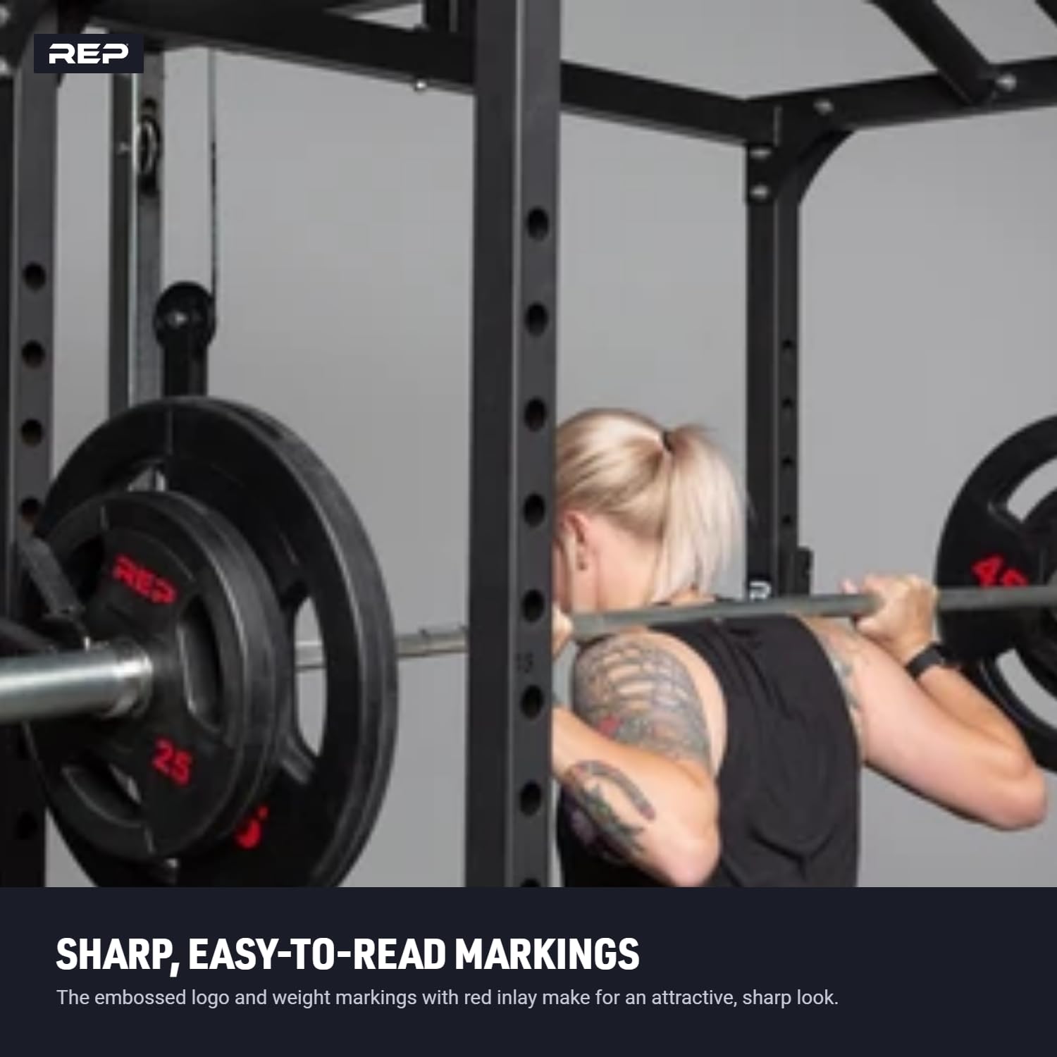 REP plates in a home gym setting highlighting floor protection and quiet lifting benefits