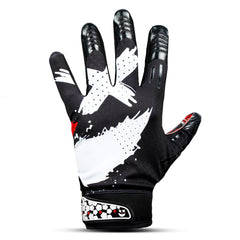 Repsters glove in use catching a football demonstrating improved control