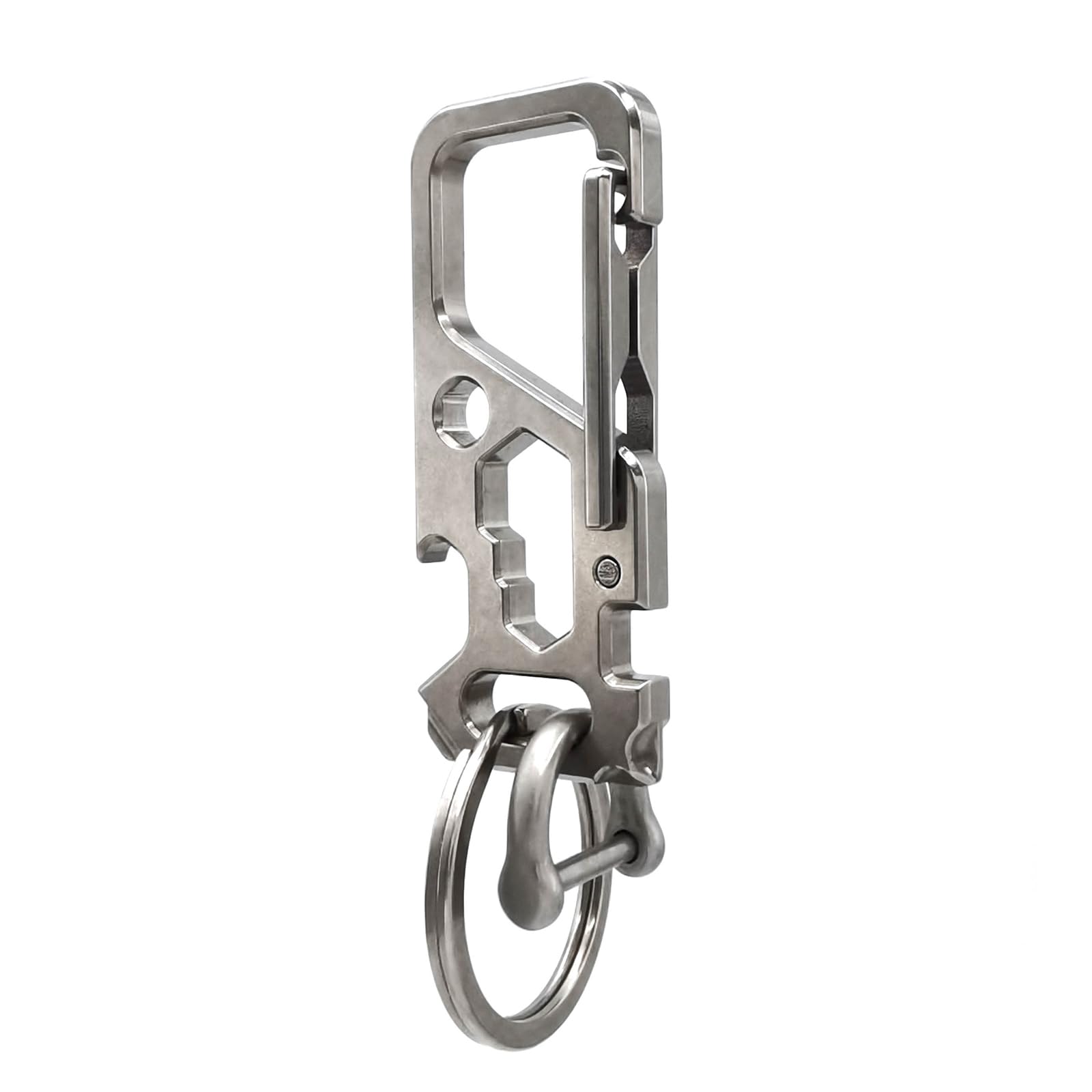 ResafeLy front view of titanium carabiner showing sleek compact design and durability