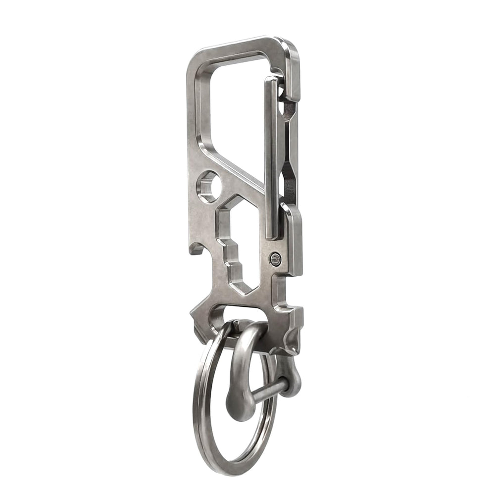 ResafeLy front view of titanium carabiner showing sleek compact design and durability