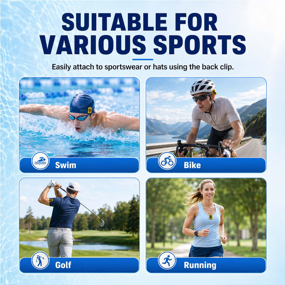 Resseor packaging and accessories layout including clip for multi-sport use