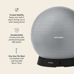 Retrospec ball base under exercise ball at a desk providing stable active seating