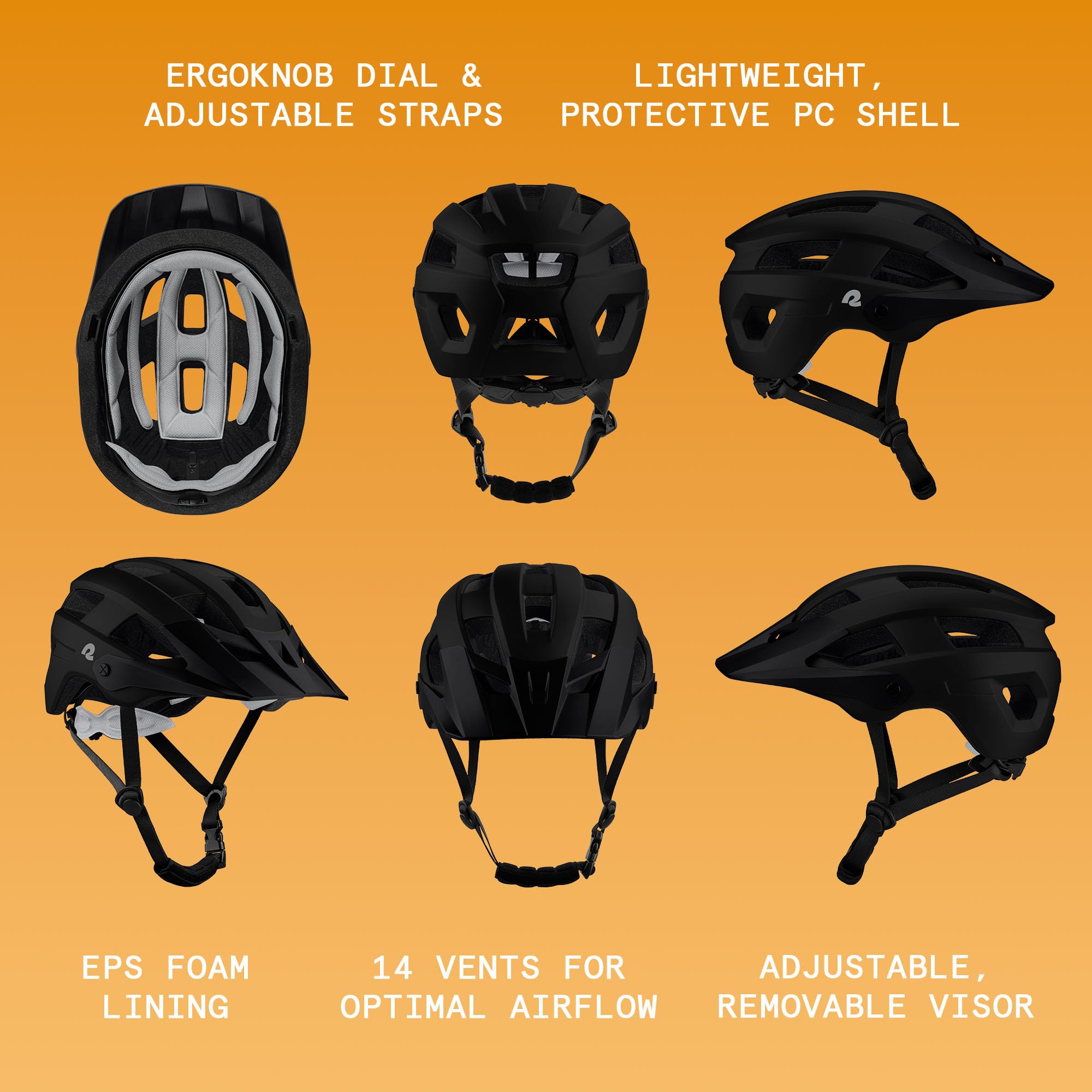 Retrospec Rowan top view highlighting 14 ventilation ports for breathability