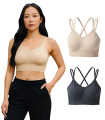 REZYLE front view nude bralette showing flattering shape and easy wear