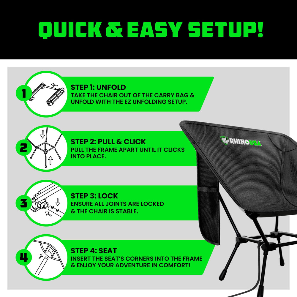 Rhino USA carry bag with packed chair for easy transport and storage