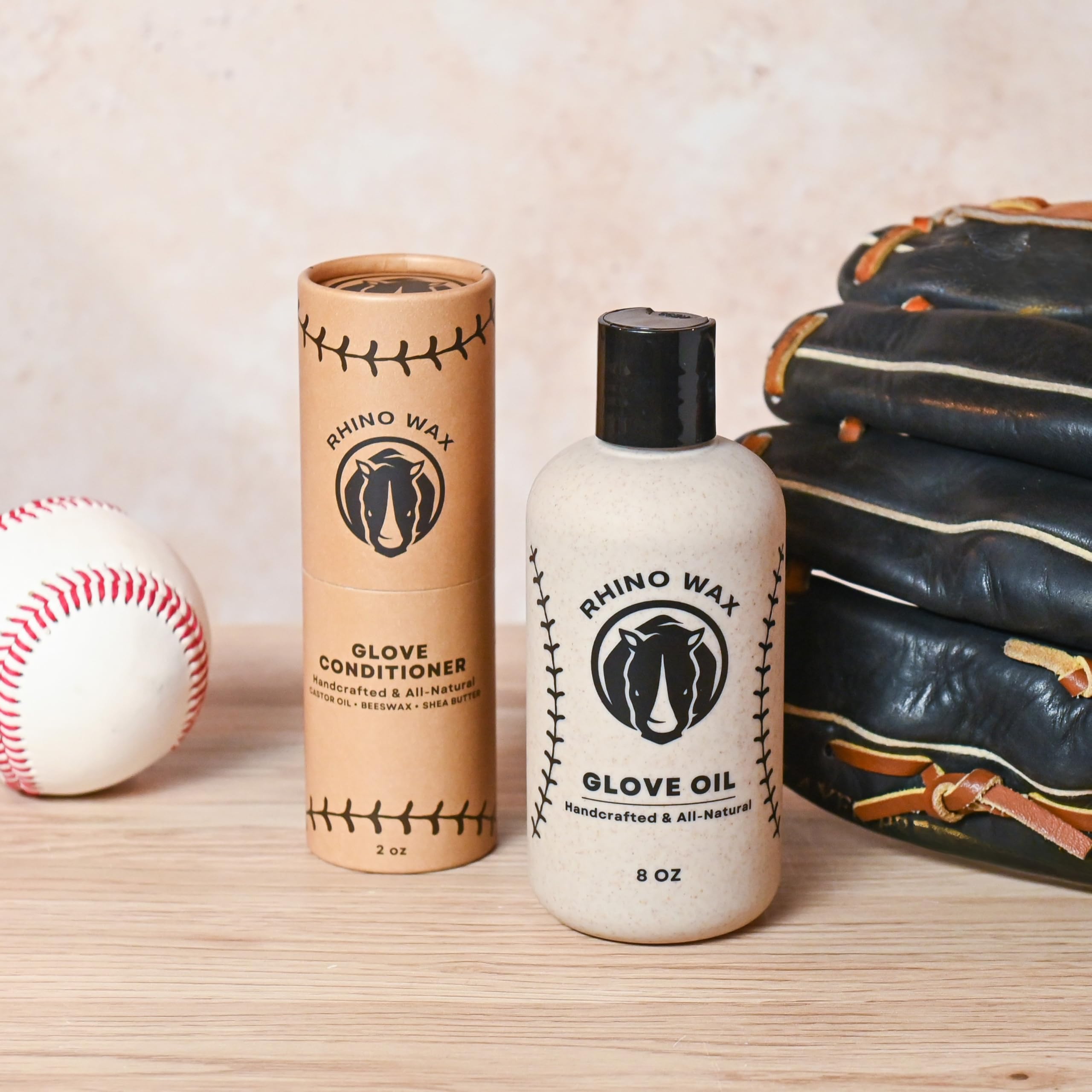 Rhino Wax being applied to a glove in use to restore flexibility and playable feel