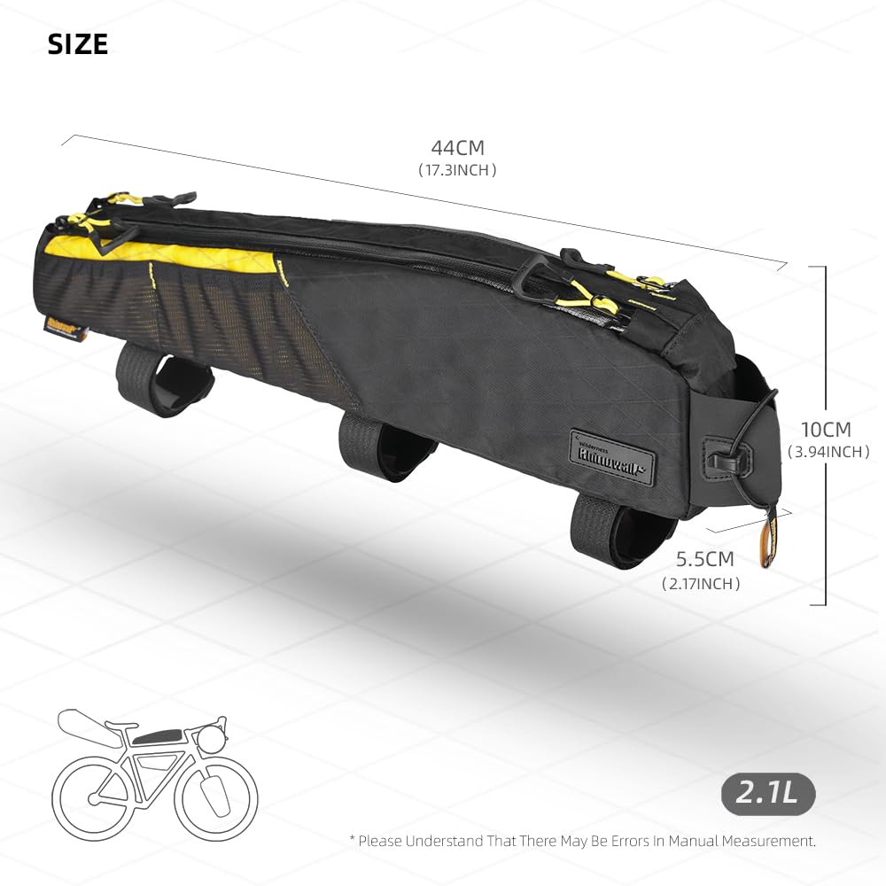 Rhinowalk bag mounted on a road bike top tube providing easy access and secure fit
