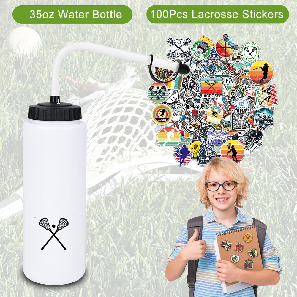 RhythmFit spread of 100 lacrosse stickers for customizing gear and identity