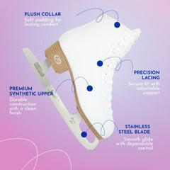 Riedell detail of plush rolled collar demonstrating ankle comfort