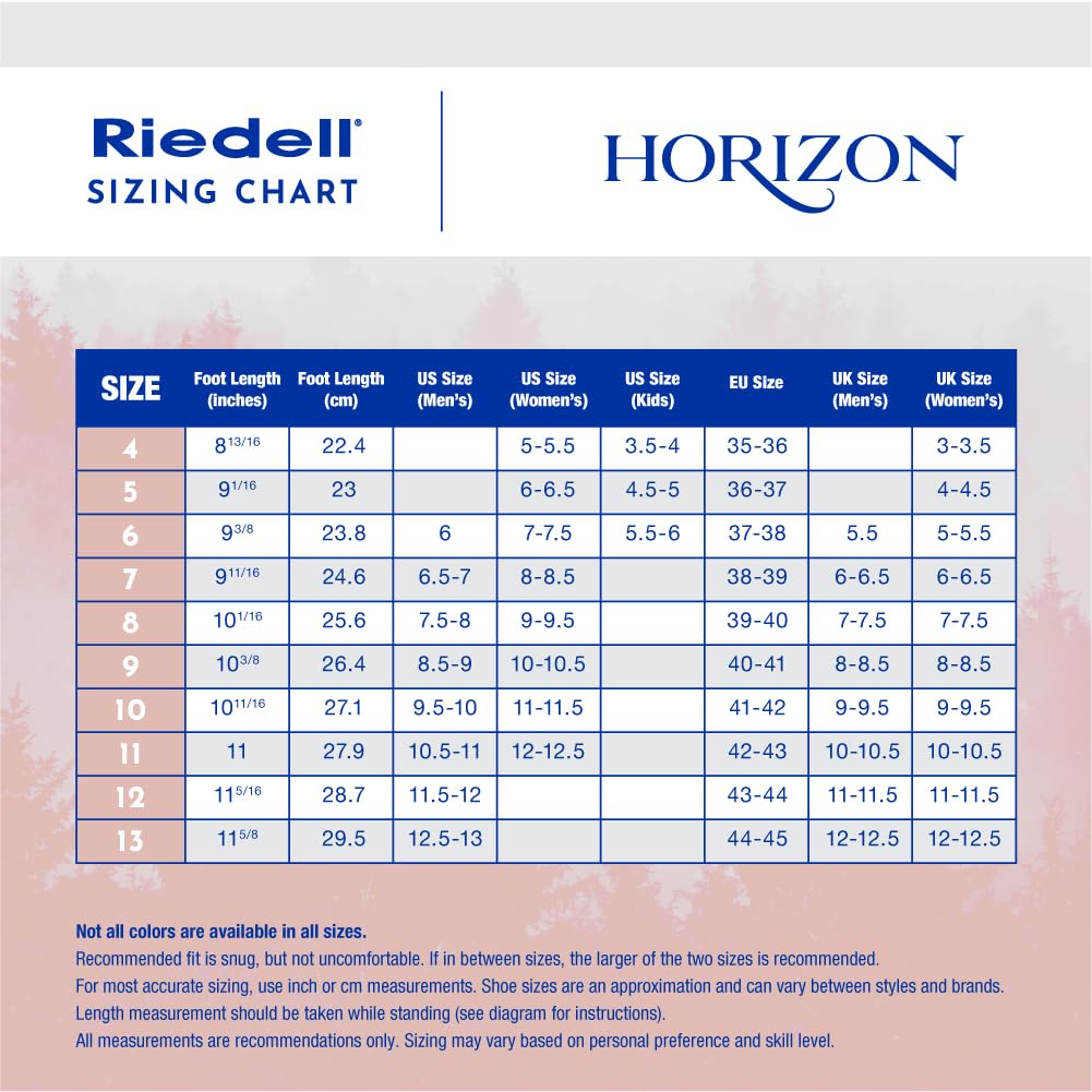 Riedell Horizon beside ruler for size scale showing fit and dimensions