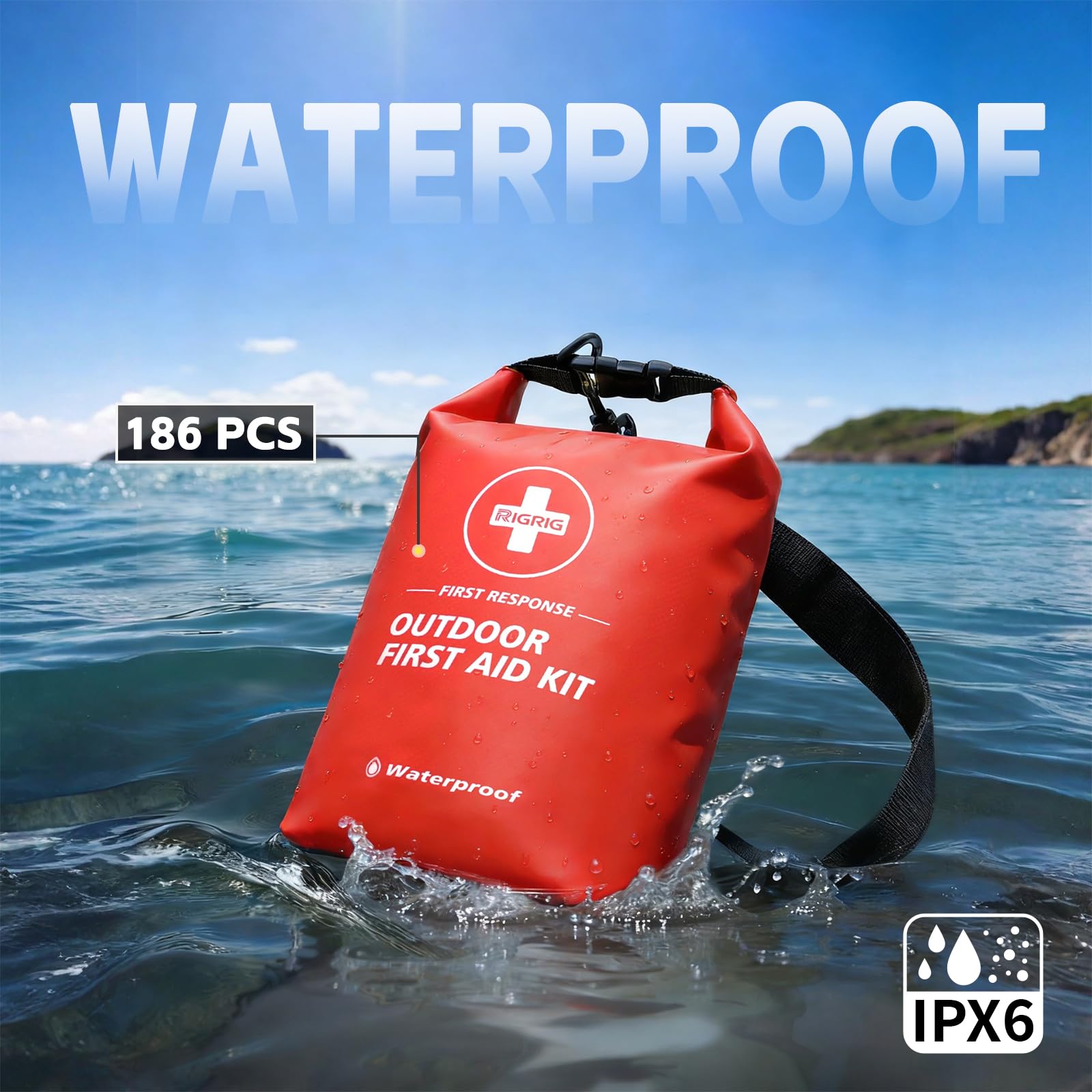 RIGRIG emergency blanket and disposable poncho displayed to show compact warmth and rain protection