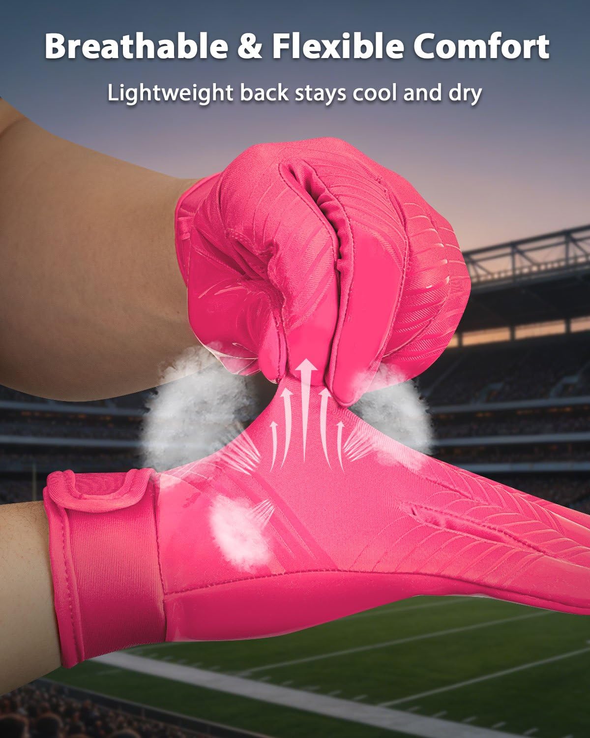 RIGWARL breathable backhand fabric detail for cooler, drier hands