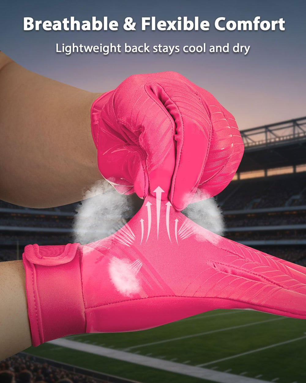 RIGWARL breathable backhand fabric detail for cooler, drier hands