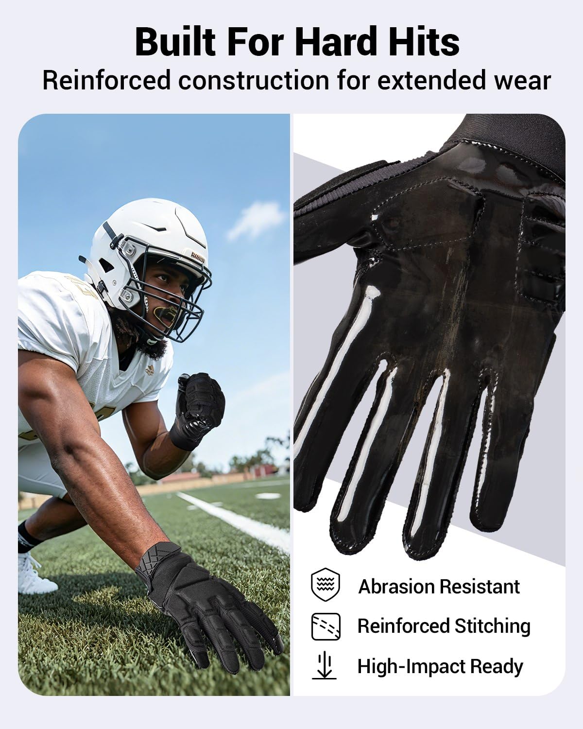 RIGWARL glove beside a hand for scale showing medium fit and coverage
