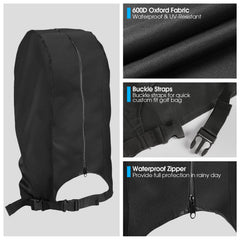 Rilime water-resistant zipper closeup enabling fast one-hand club access