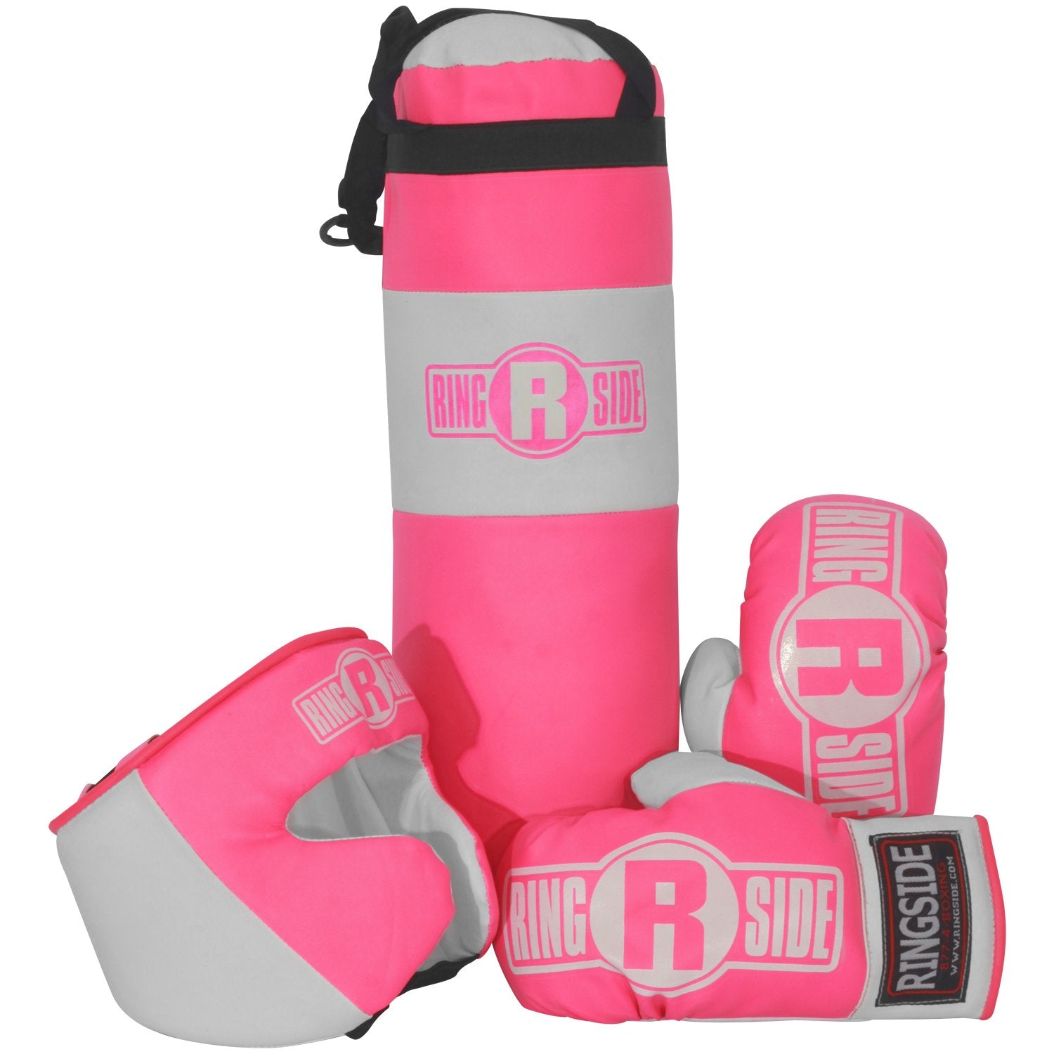 Ringside set in use with child practicing punches to build coordination and confidence