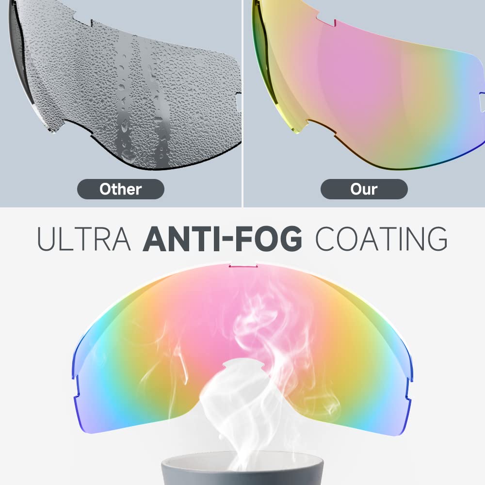 RIOROO goggles on snow showing improved contrast and reduced glare benefit